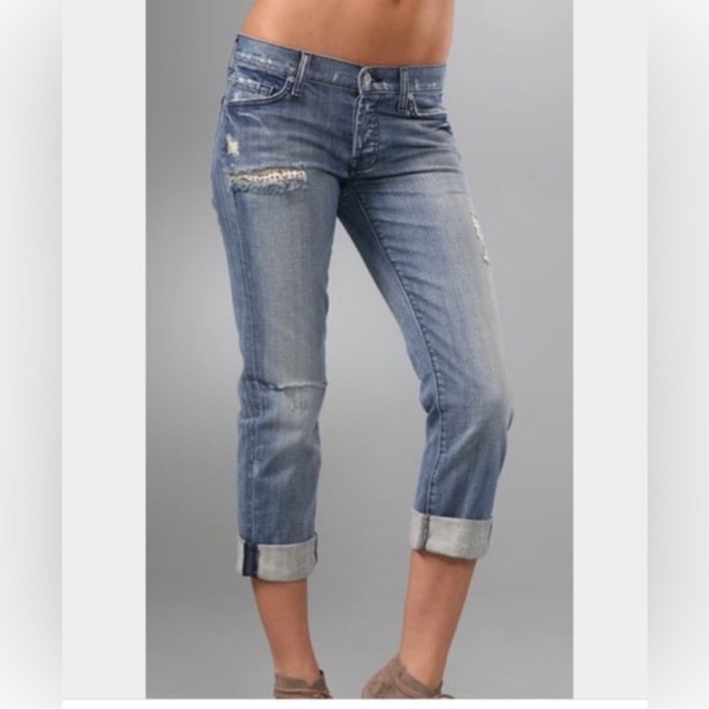 ✨ Y2K 7 For All Mankind Rickie Distressed Boyfriend with Crystal Embellishment
